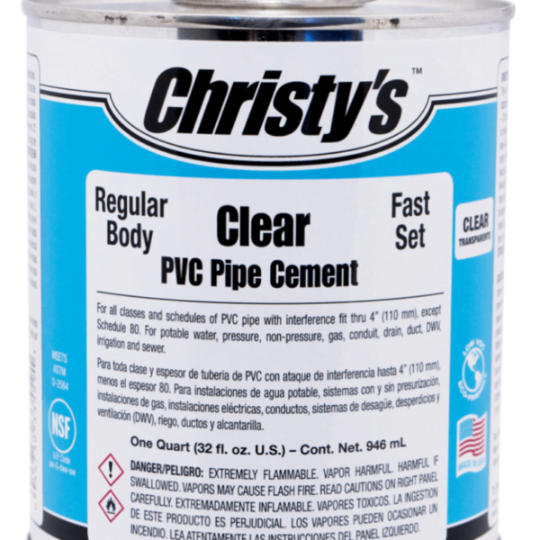CHRISTY'S CLEAR PVV PIPE CEMENT